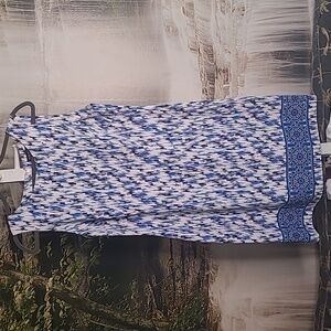 Perceptions New York Womens 12 blue white classy summer sleeveless sheath dress